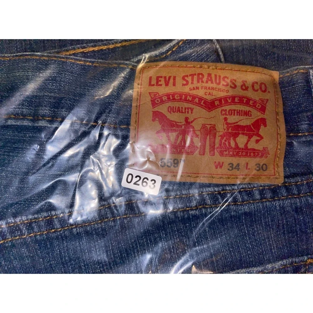 Levis 559 Jeans Mens 34x30 Blue Regular Straight Mid Rise Medium Wash